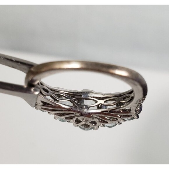 Vintage 5 Round Aquamarine Stones Signed STS 925 Ring Size 5 - Picture 11 of 16